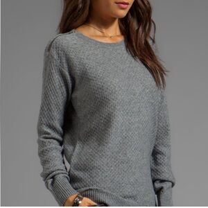 Joie Sweater Pullover Yuliya Gray Medium Wool Cashmere Diamond Stitch